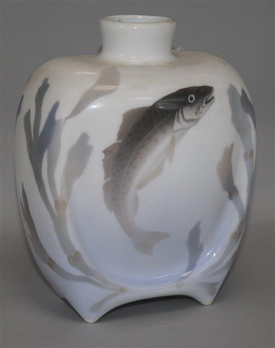 A Royal Copenhagen fish vase 21.5cm.
